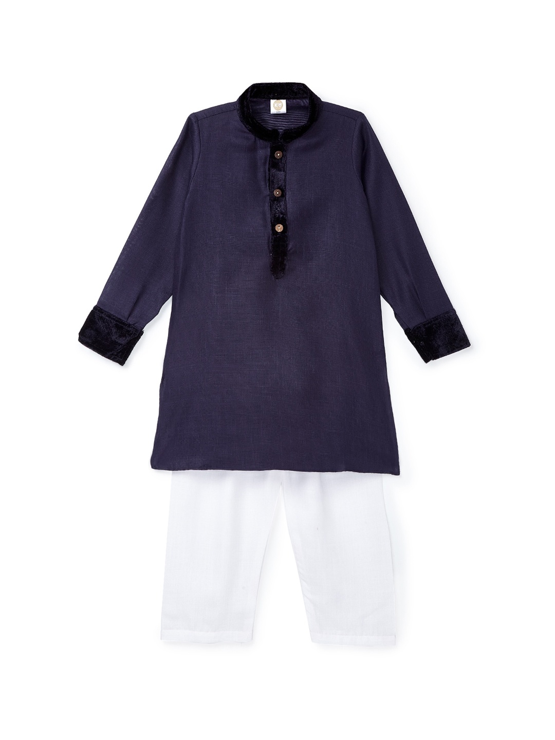 

K&U Boys Mandarin Collar Kurta with Pyjamas, Navy blue