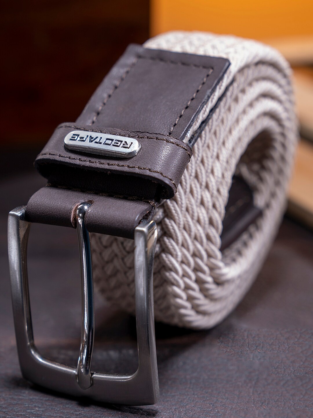 

Red Tape Men Beige Textured Belt