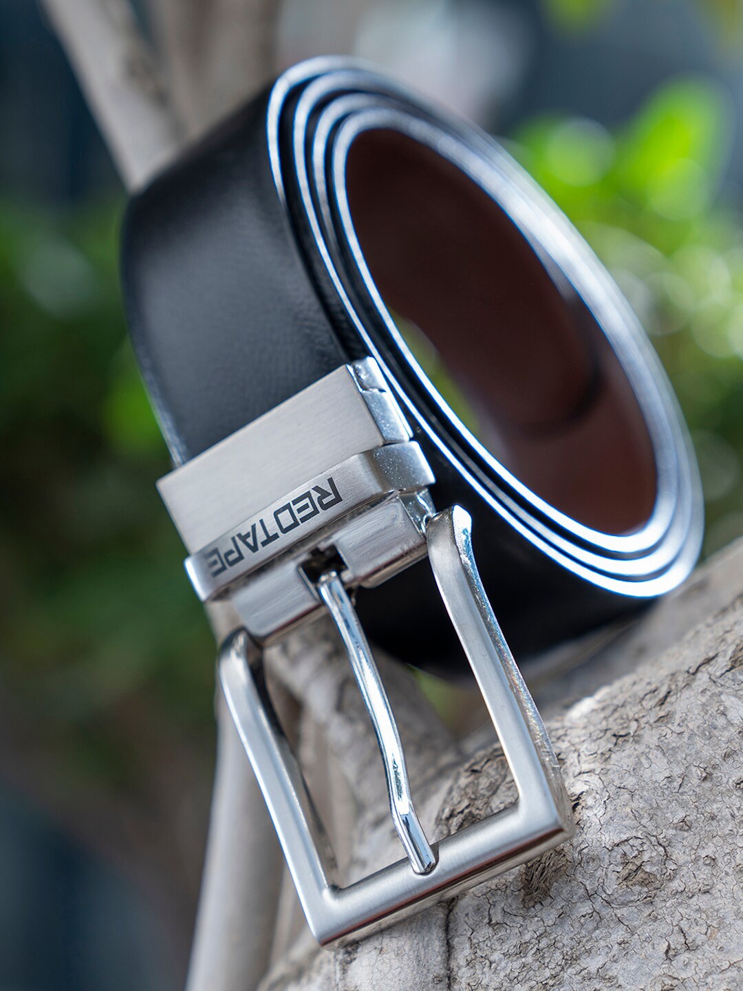 

Red Tape Men Black Textured Leather Formal Belt