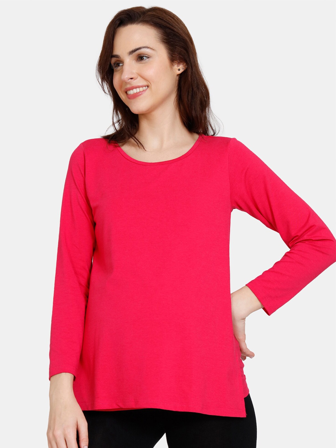 

Coucou by Zivame Pink Solid Long Sleeves Polyester Top