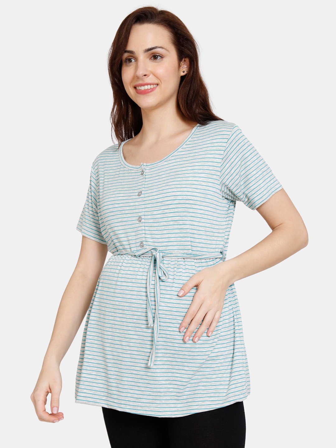 

Coucou by Zivame Green Striped Cinched Waist Top