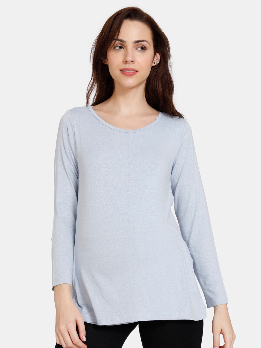 

Coucou by Zivame Women Grey Solid Maternity A-Line Top