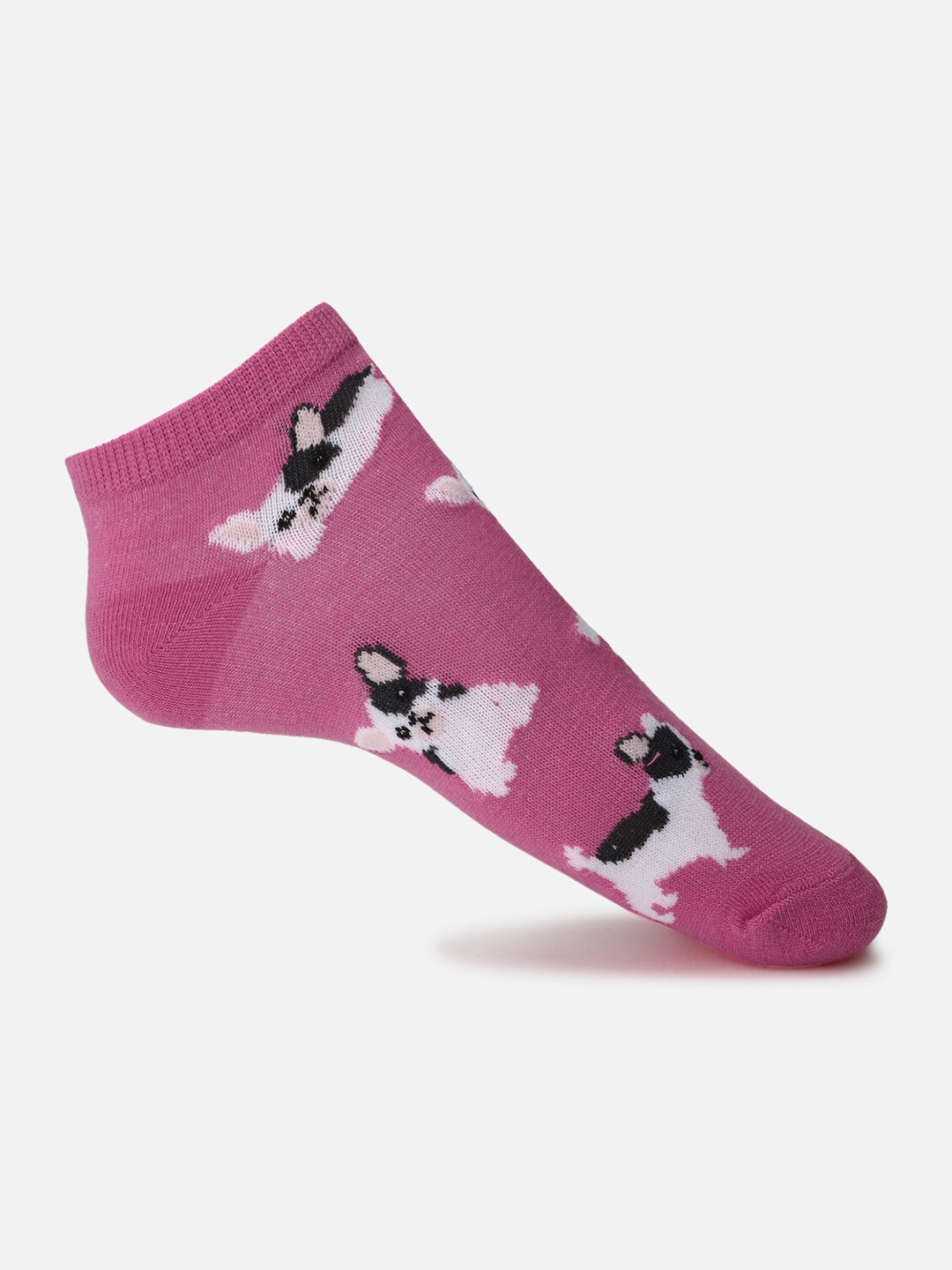 

FOREVER 21 Women Pink & White Patterned Ankle-Length Socks