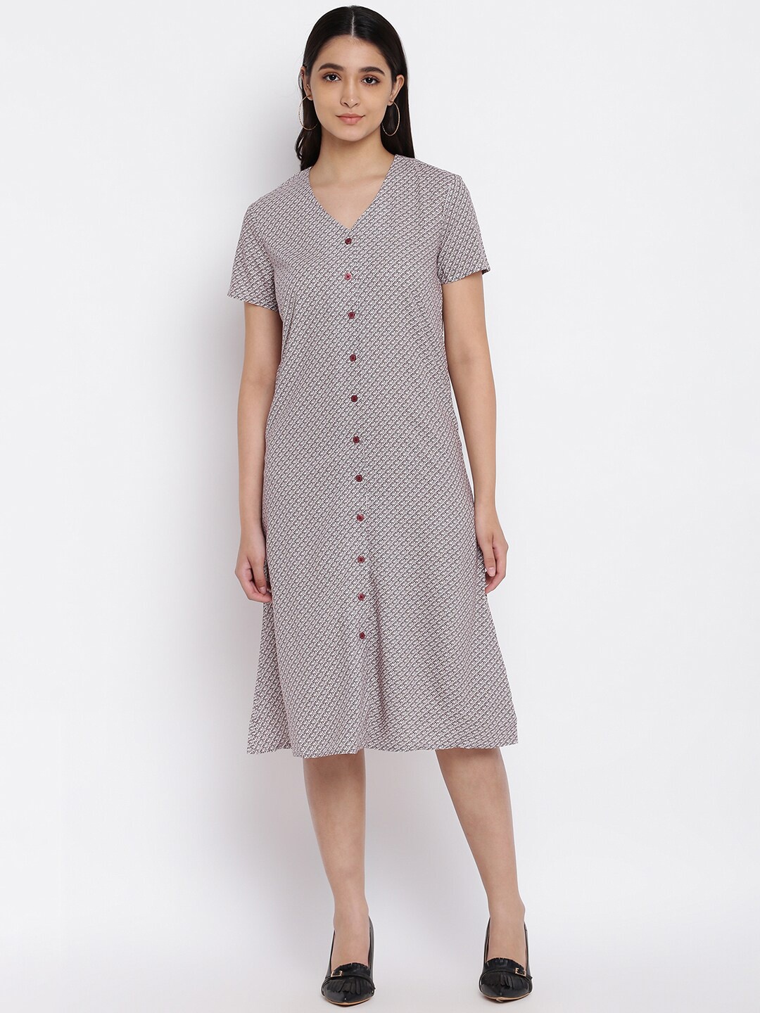 

abof Women Beige A-Line Midi Dress