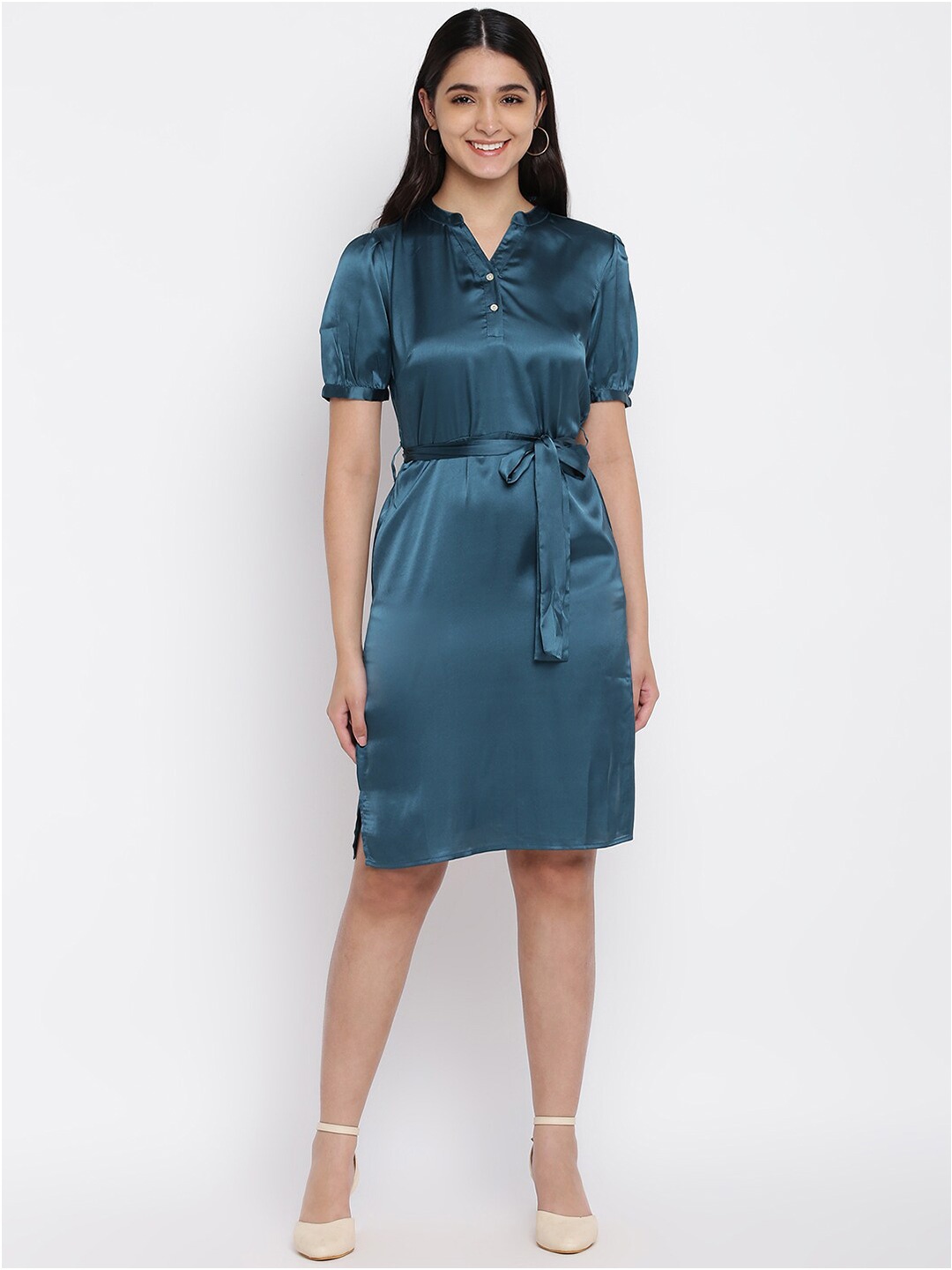 

abof Teal Shirt Dress