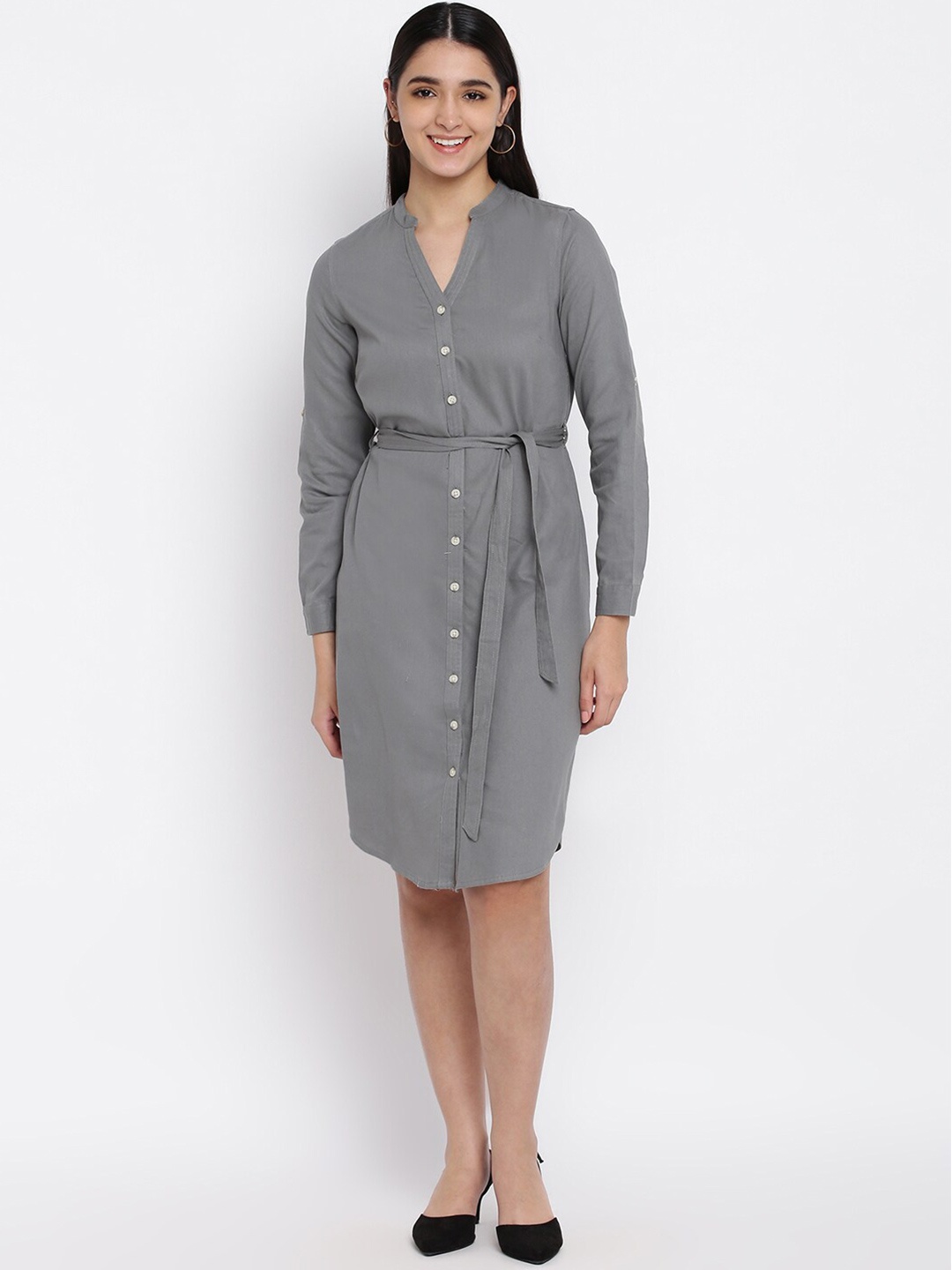 

abof Women Shirt Style Dress, Grey