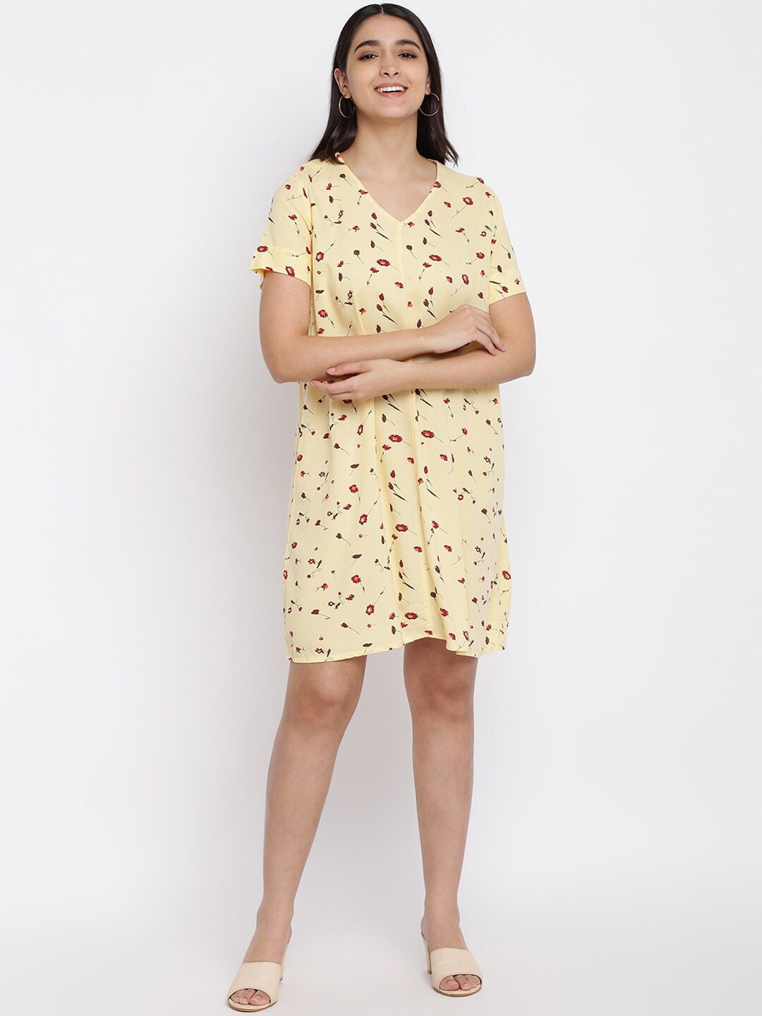 

abof Yellow Floral A-Line Dress