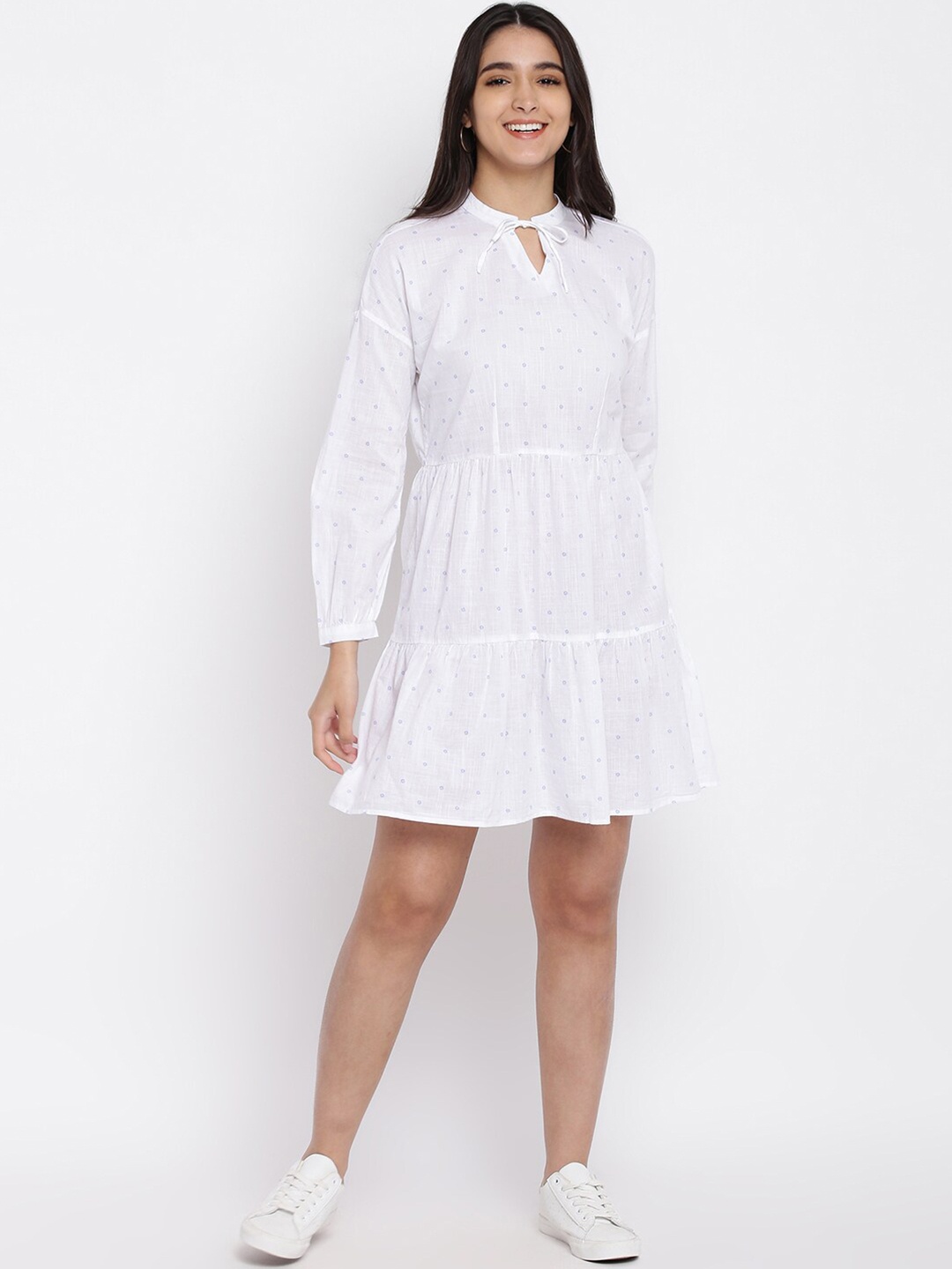 

abof White Keyhole Neck Dress