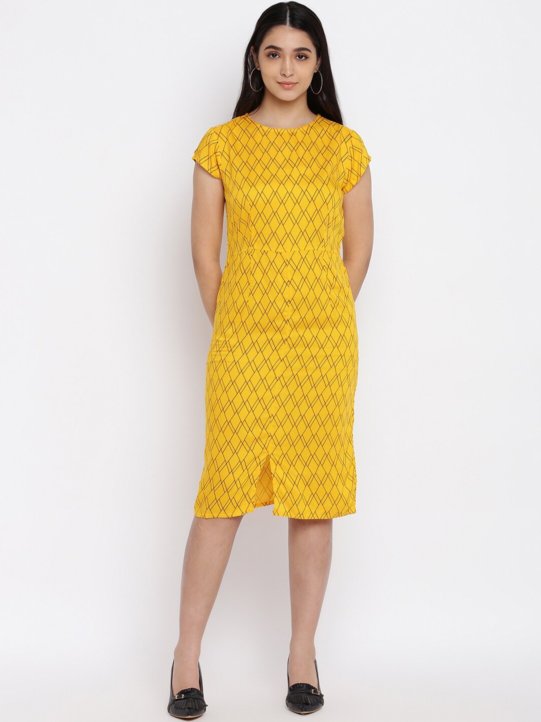 

abof Yellow Sheath Dress