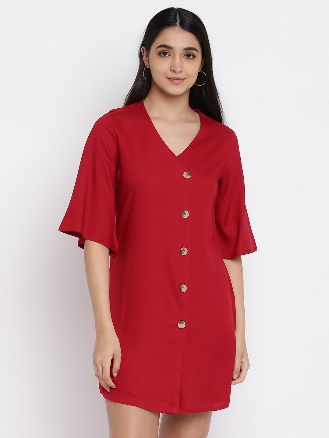 

abof Women Shirt Style Dress, Red