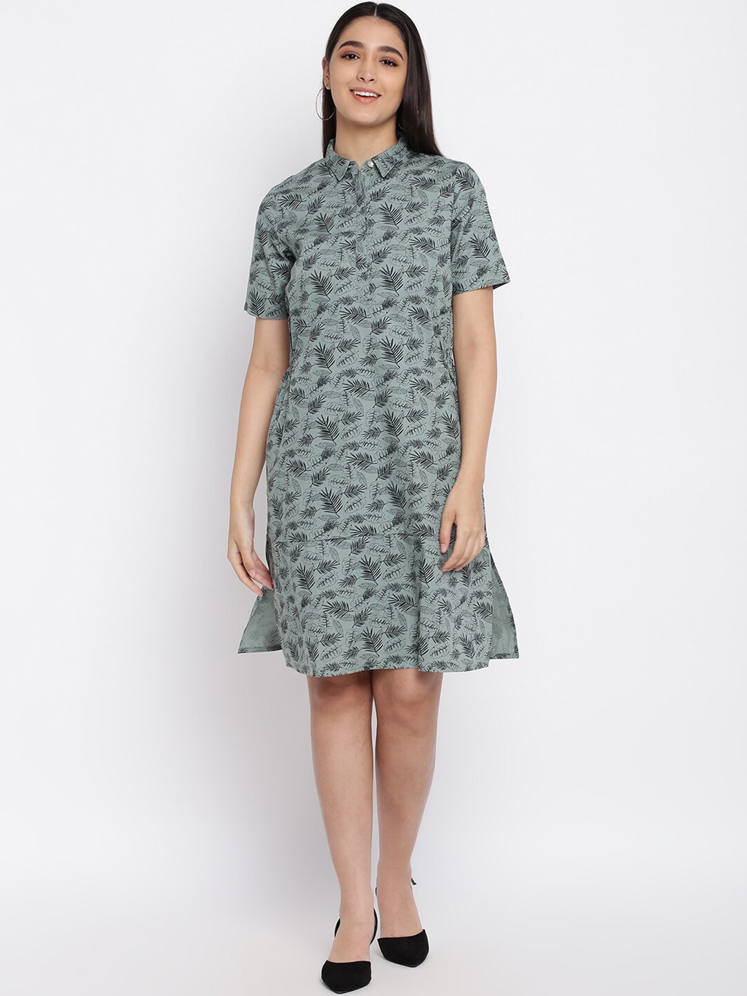 

abof Green Floral Shirt Dress