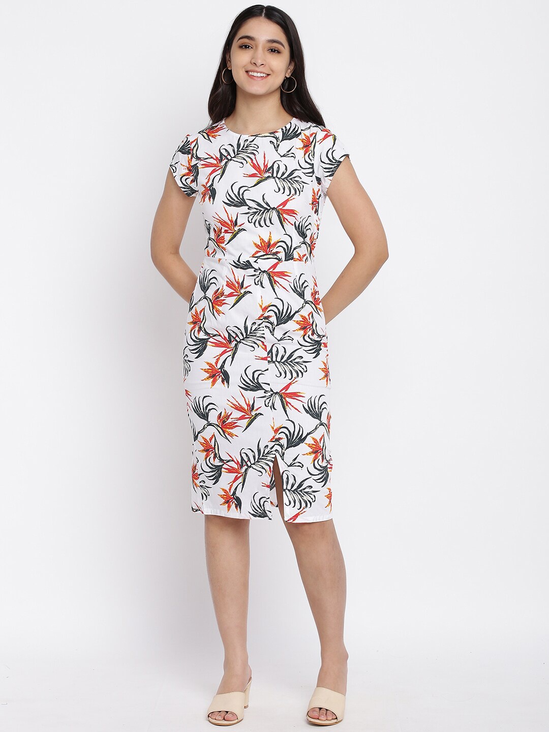 

abof Women Floral Sheath Dress, White