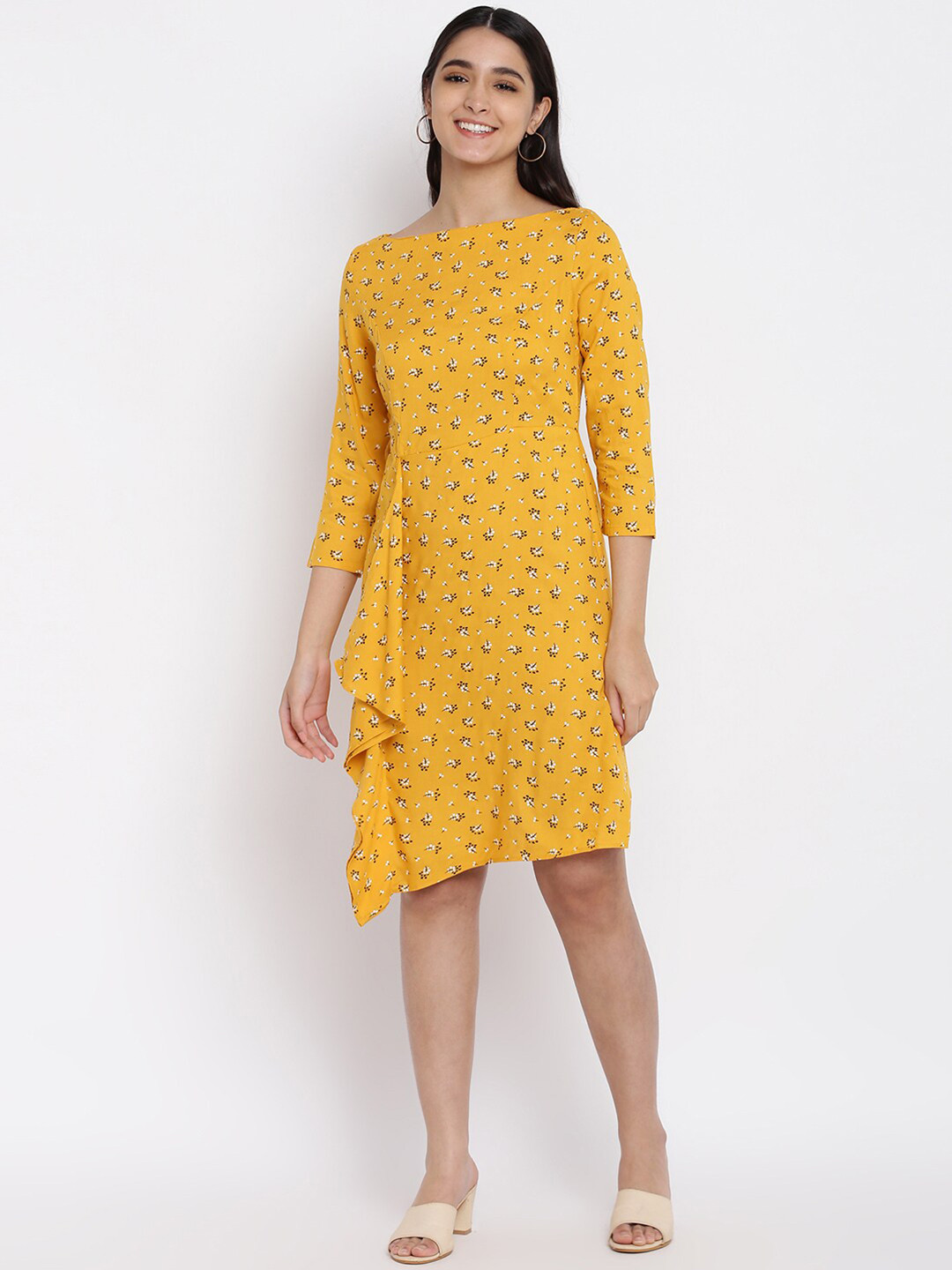 

abof Yellow Floral A-Line Dress