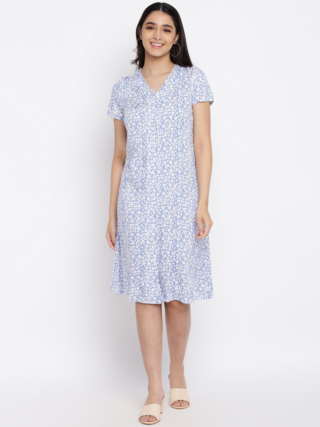 

abof Women Floral A-Line Dress, Blue