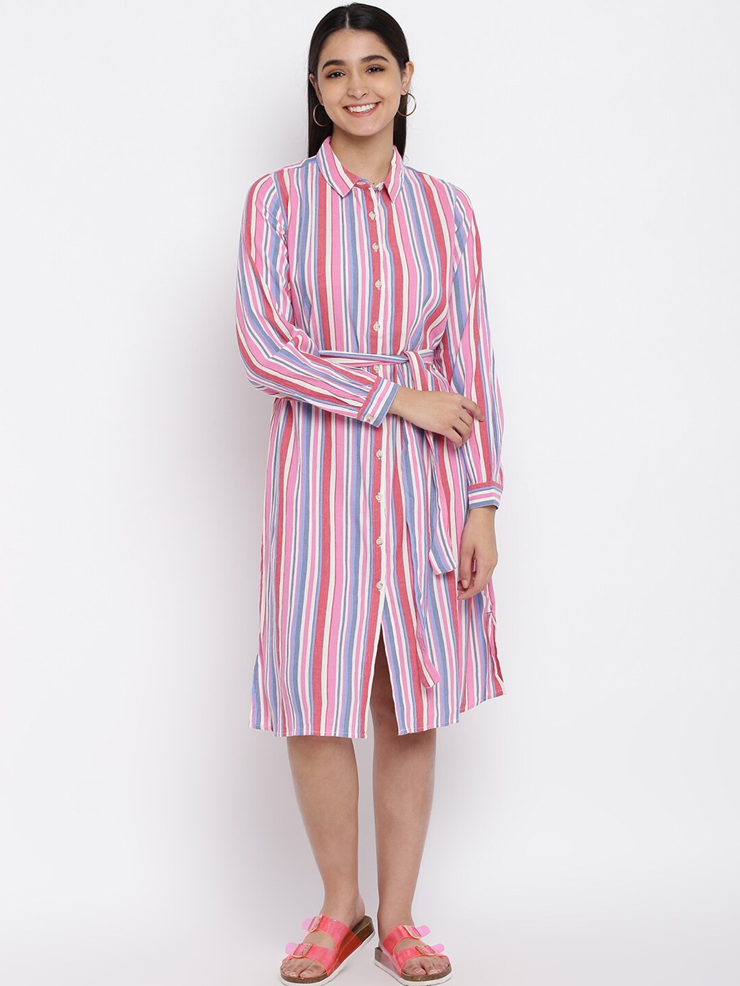 

abof Multicoloured Striped Shirt Dress, Multi