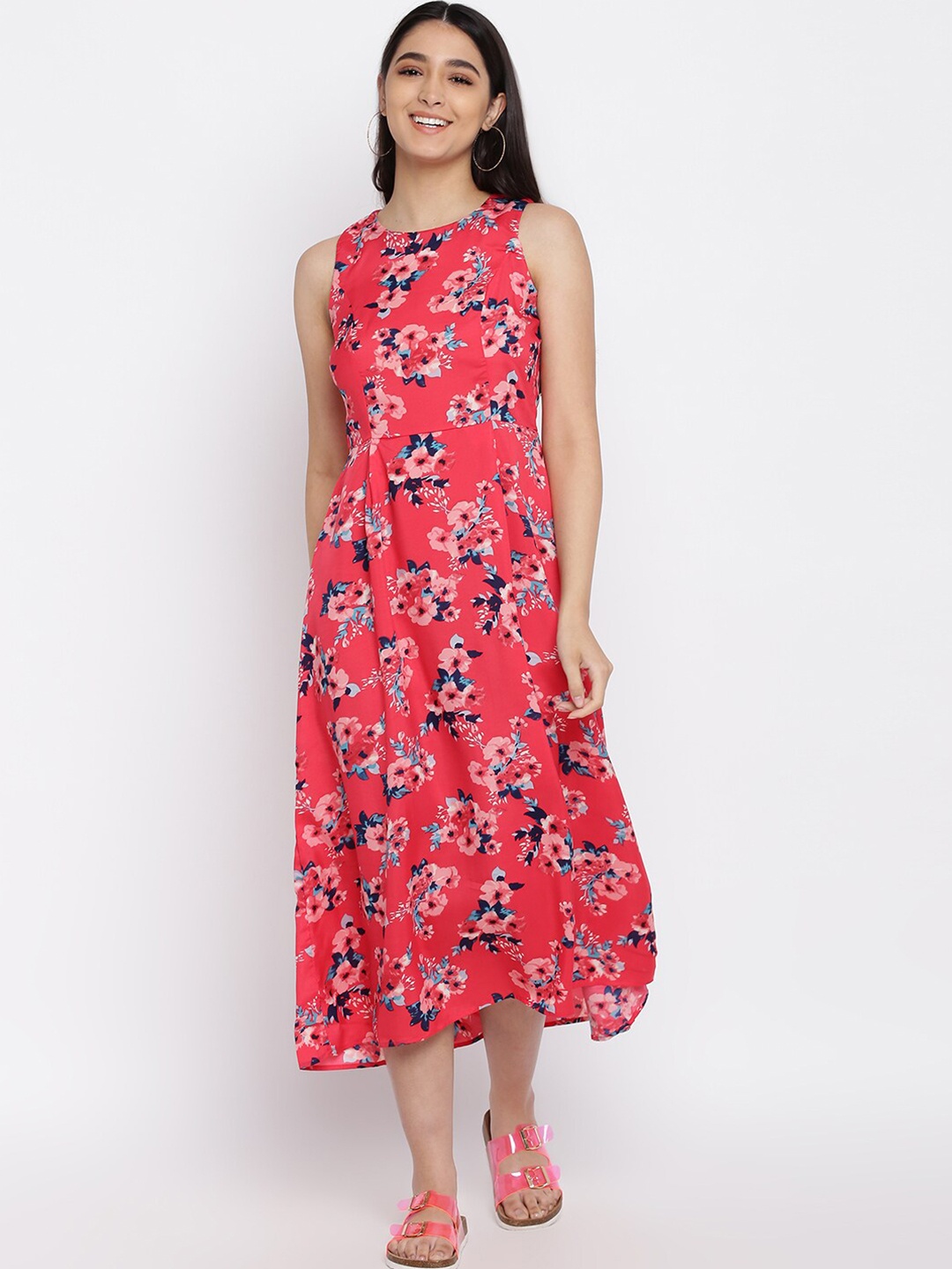 

abof Women Floral Midi Dress, Red