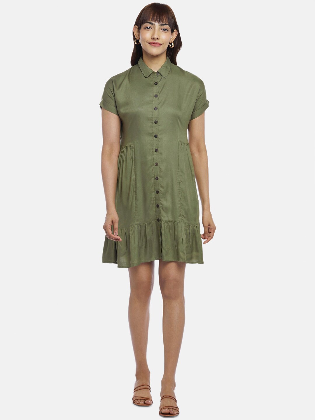 

Honey by Pantaloons Olive Green Shirt Dress