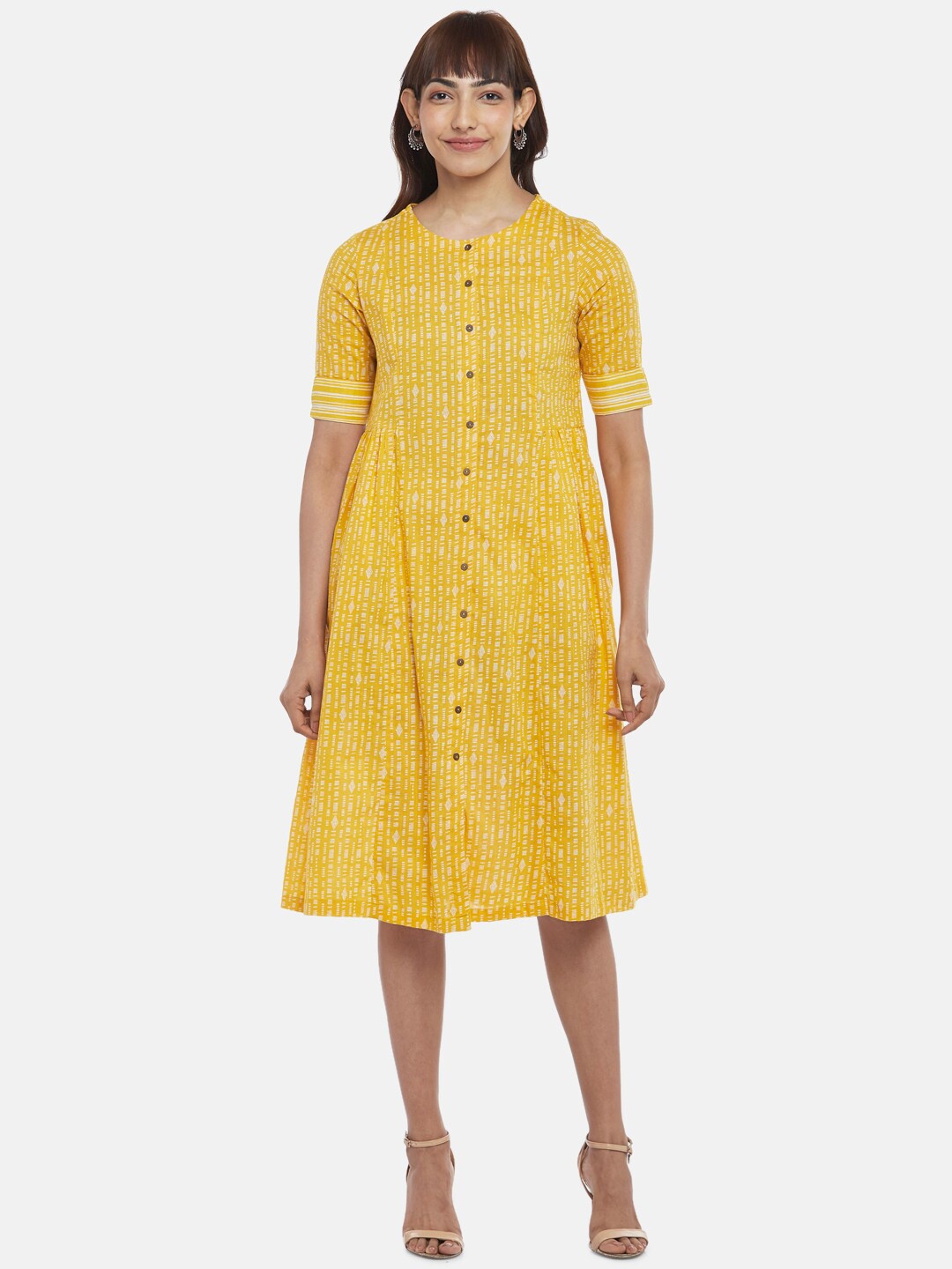 

AKKRITI BY PANTALOONS Women A-Line Dress, Yellow