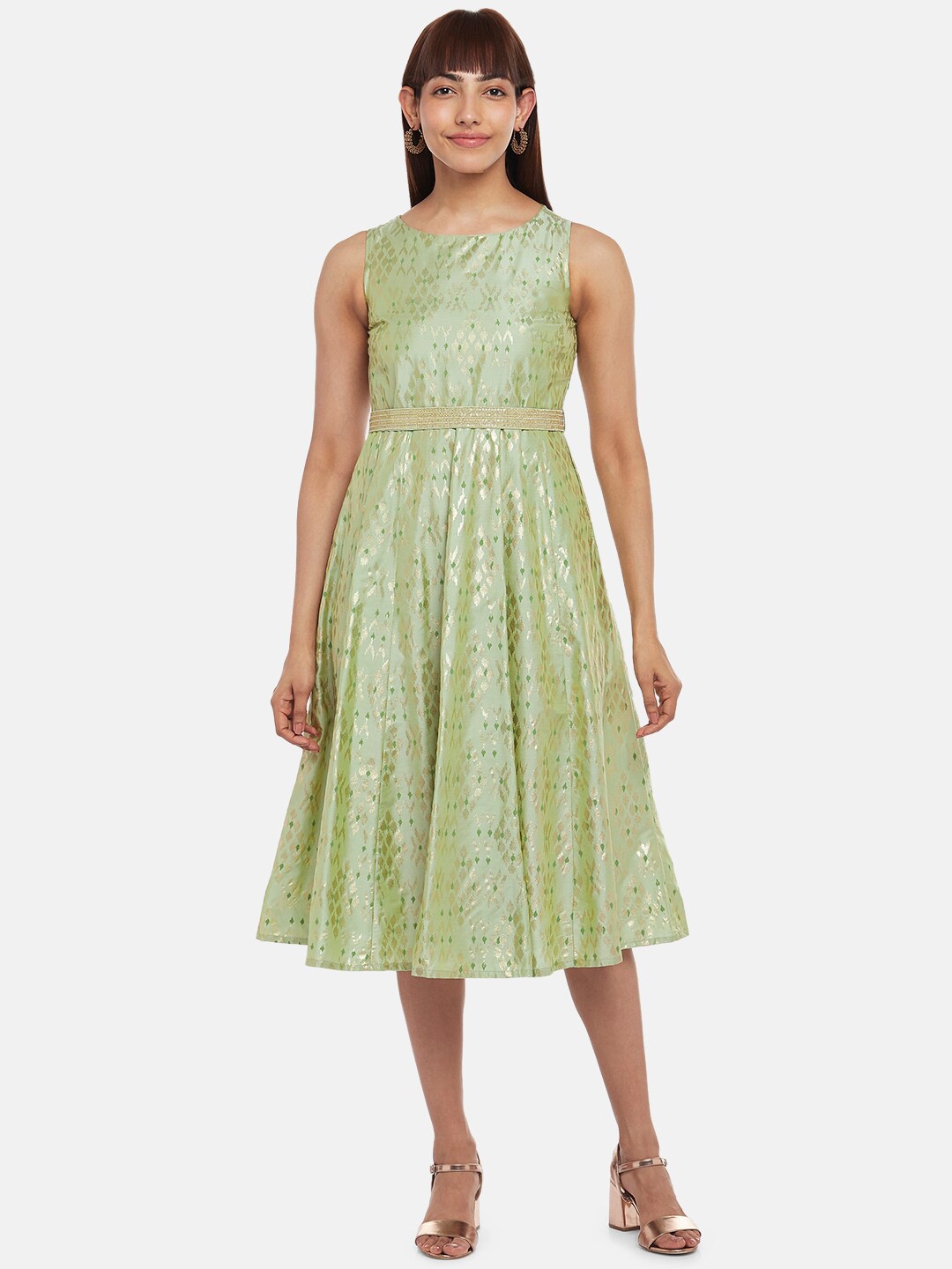 

AKKRITI BY PANTALOONS Green Midi Dress