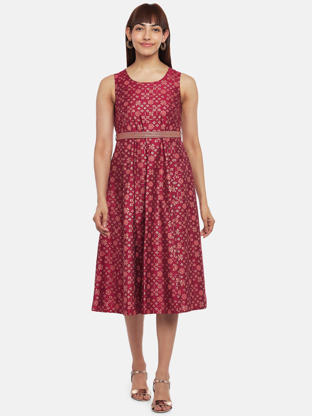 

AKKRITI BY PANTALOONS Fuchsia Ethnic Motifs Dress