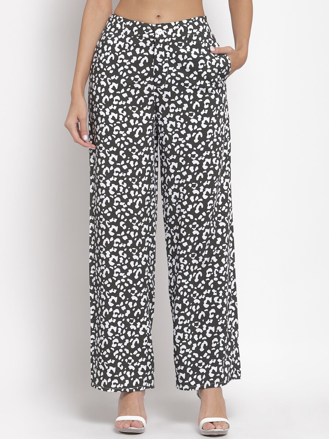 

YOONOY Women Printed Abstract Organic Cotton Trousers, Olive