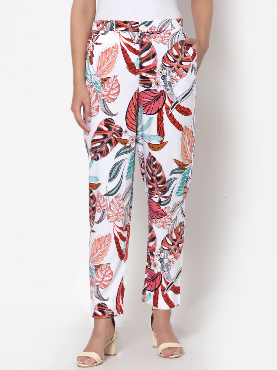 

YOONOY Women Floral Print Organic Cotton Track Pants, White