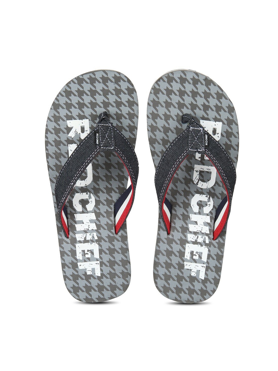 

Red Chief Men Grey & Off White Printed Rubber Thong Flip-Flops