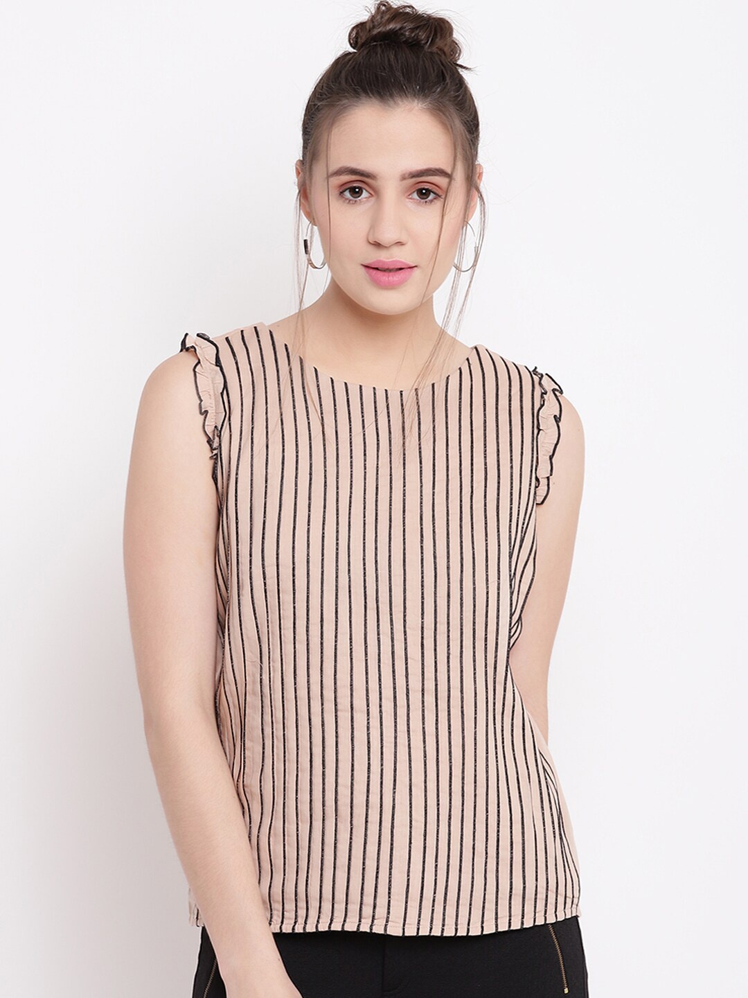 

Be Indi Beige Striped Top