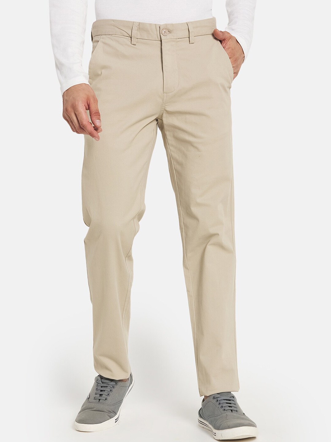 

Monte Carlo Men Beige Smart Slim Fit Formal Trousers