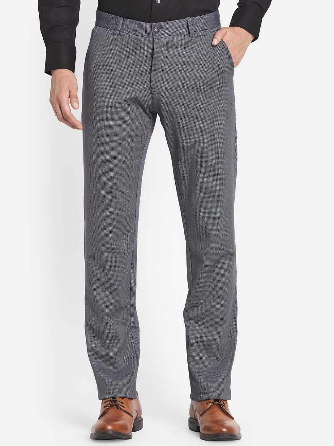 

Monte Carlo Men Black Smart Slim Fit Formal Trousers