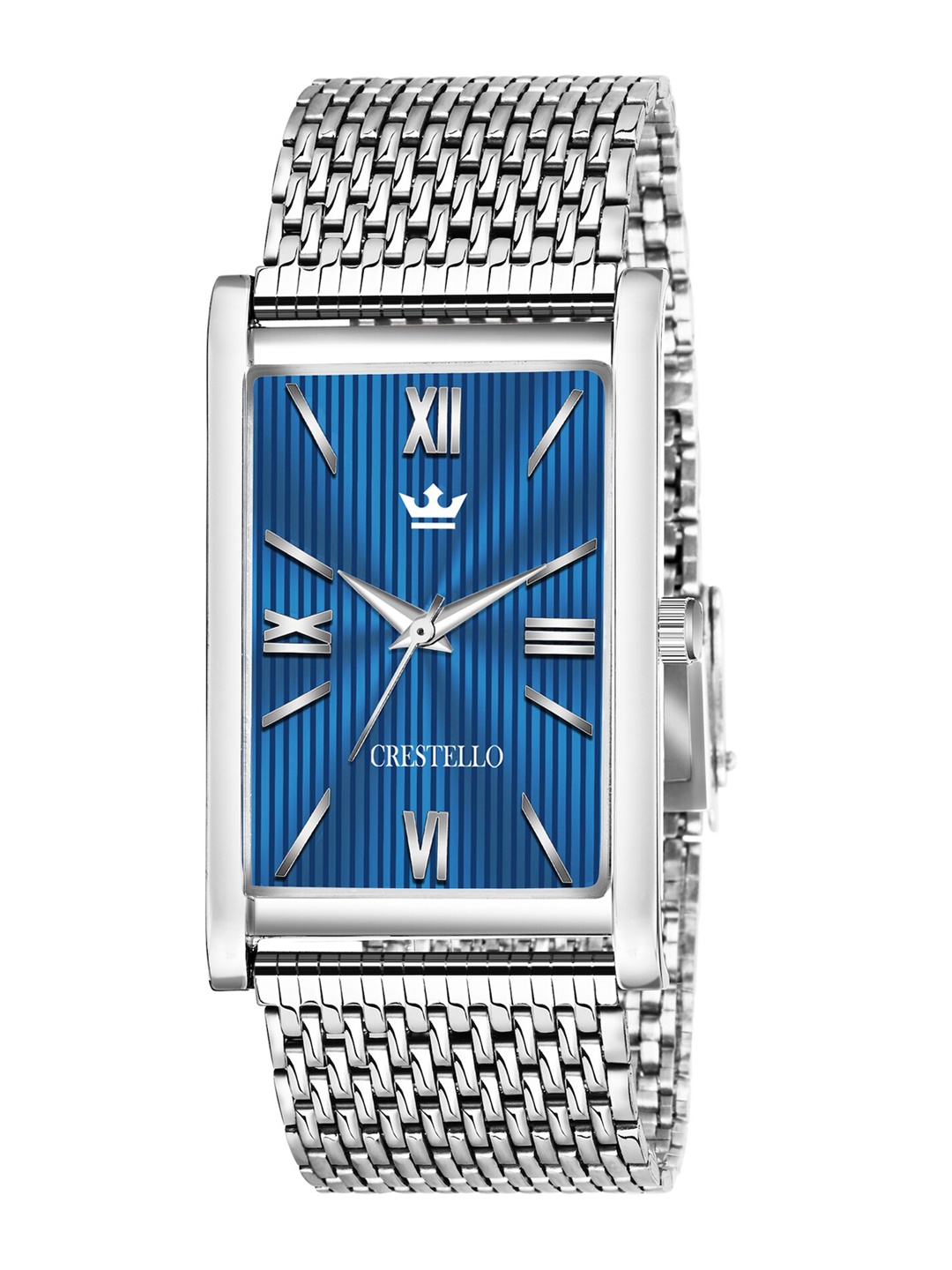 

CRESTELLO Men Blue Brass Dial & Silver Toned Stainless Steel Bracelet Style Straps Analogue Watch CR-WT026-BLU-CH