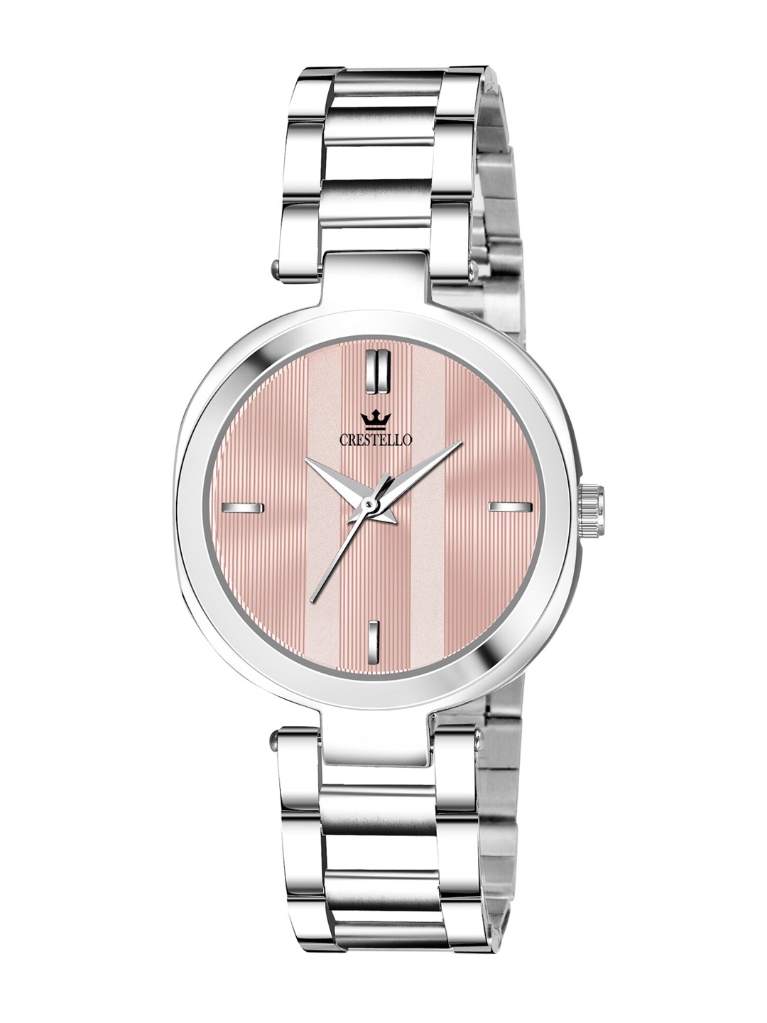 

CRESTELLO Women Pink Brass Dial & Silver Toned Stainless Steel Bracelet Style Straps Analogue Watch CR-DZL127-PNK