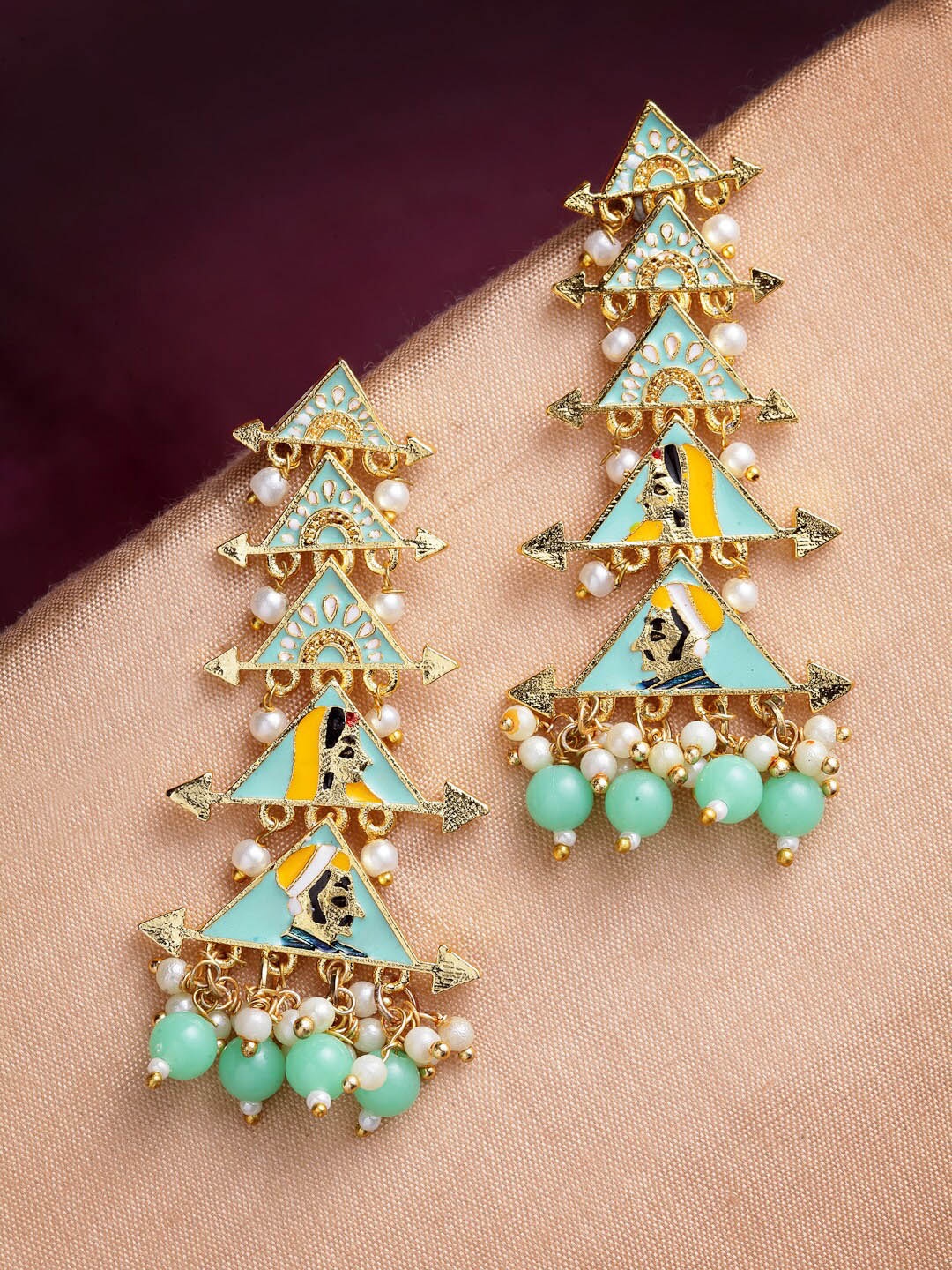 

PANASH Gold-Plated Classic Pearl Meenakari Drop Earrings