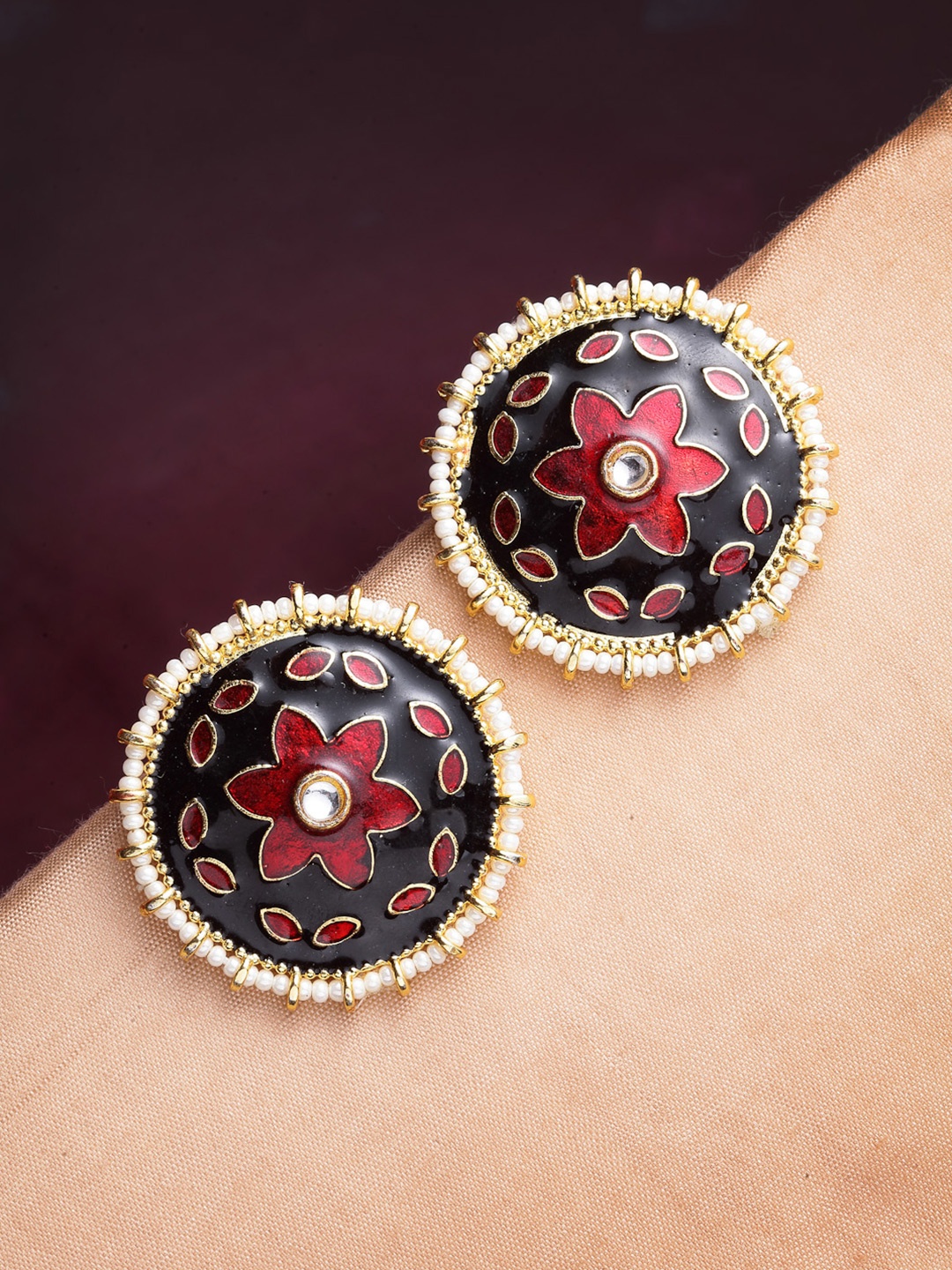 

PANASH Gold-Toned Circular Studs Earrings
