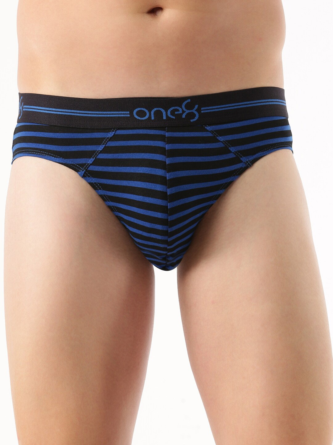 

one8 by Virat Kohli Men Blue & Black Striped Cotton Basic Brief 731