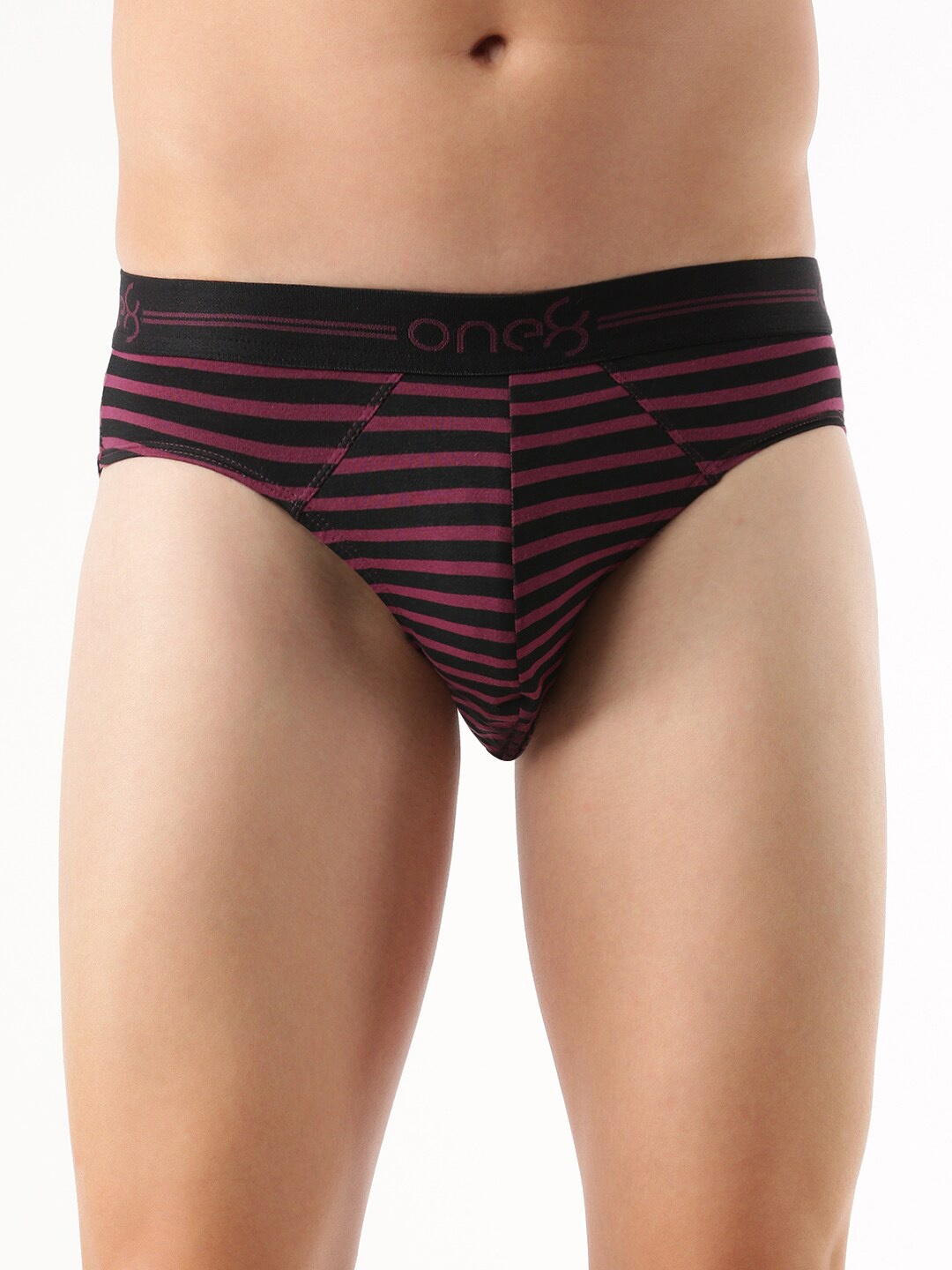 

one8 by Virat Kohli Men Maroon Striped Basic Brief 731