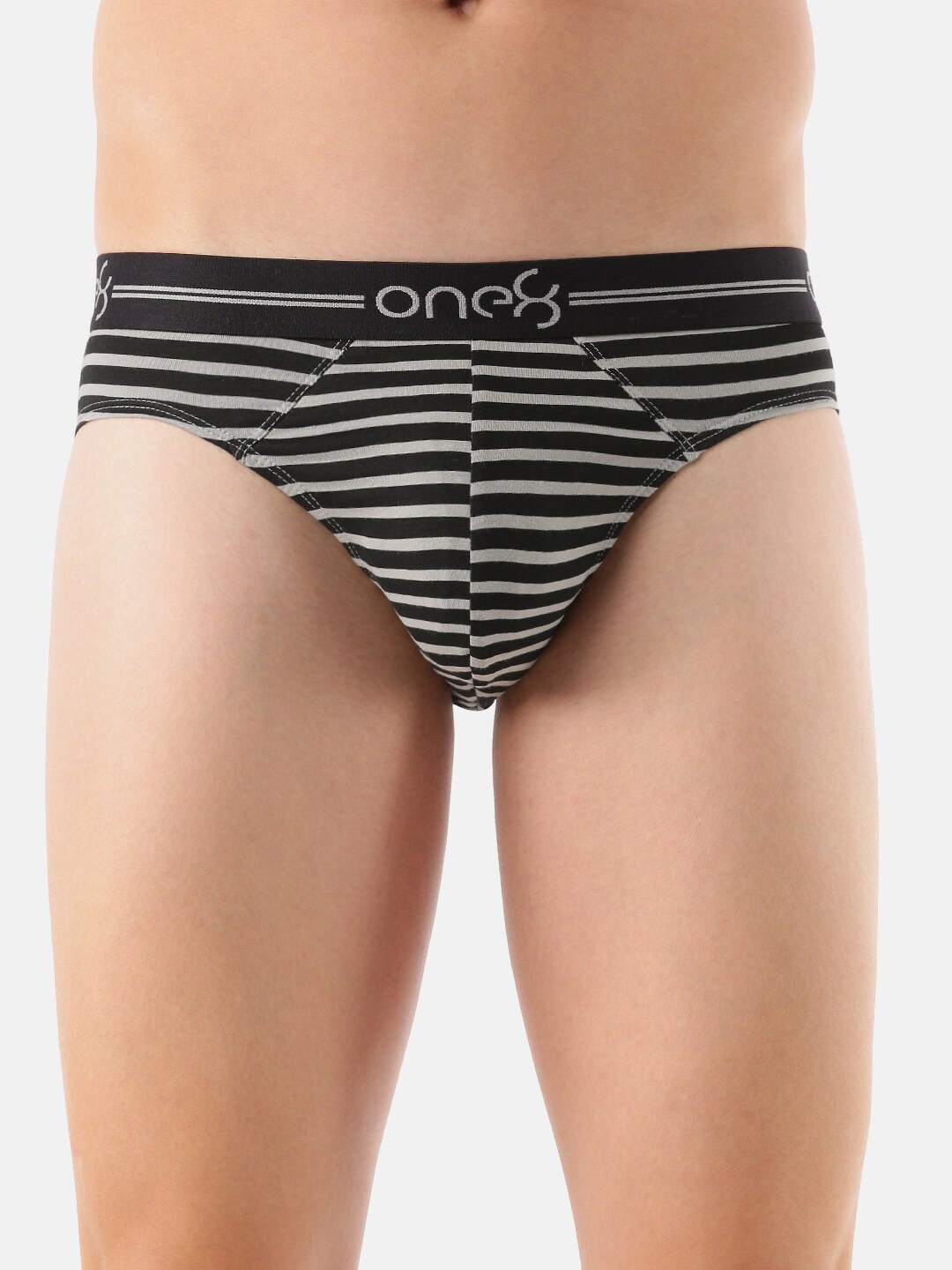 

one8 by Virat Kohli Men Grey Striped Cotton Basic Brief 731