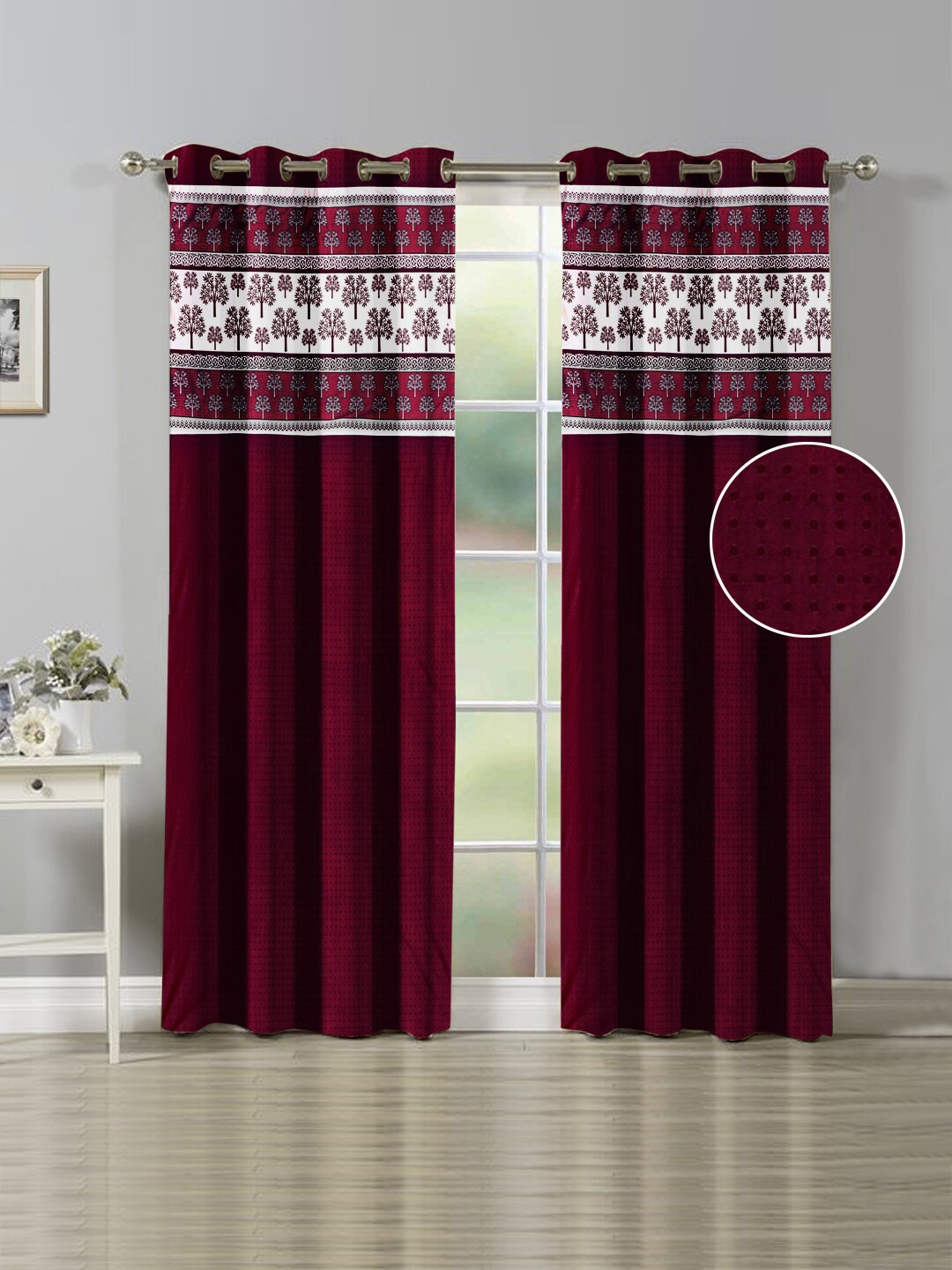 

Nendle Set of 2 Room Darkening Door Curtain, Maroon