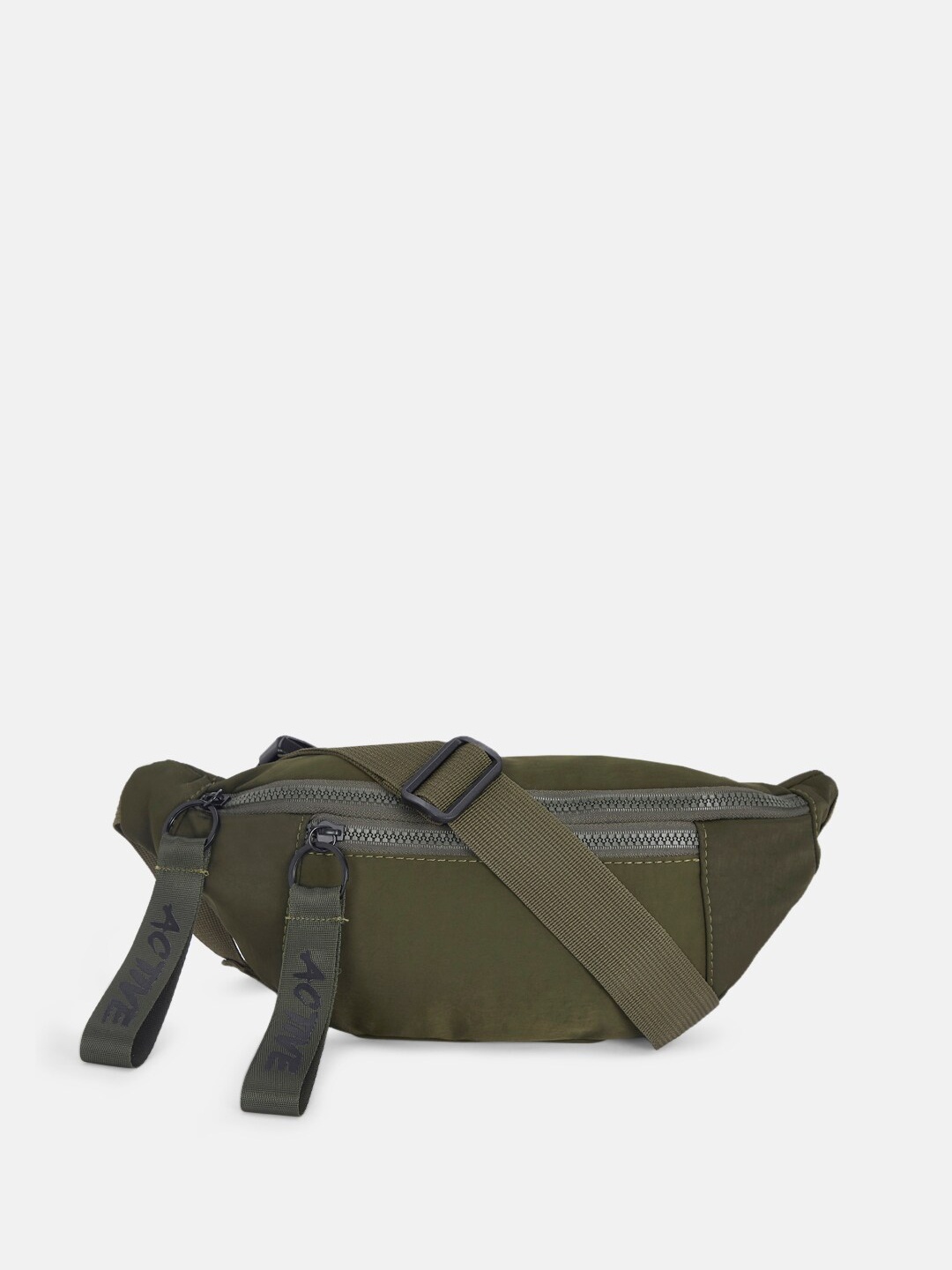 

Ajile by Pantaloons Men Olive Green Structured Waist Pouch