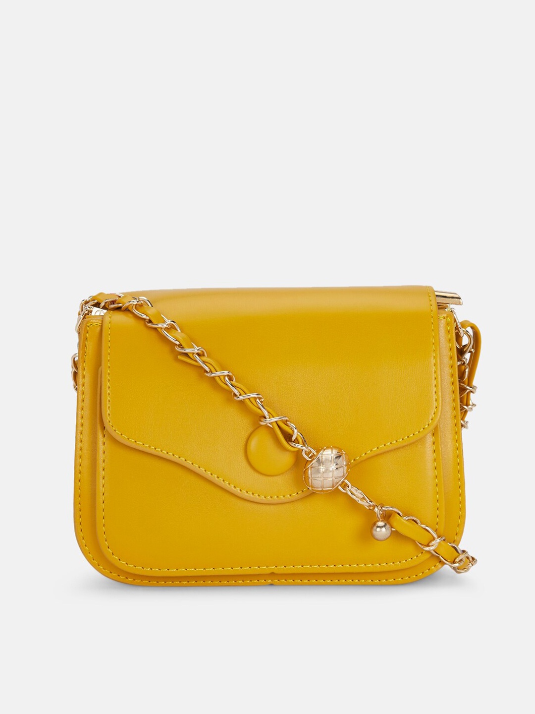 

Forever Glam by Pantaloons Women Mustard PU Structured Sling Bag
