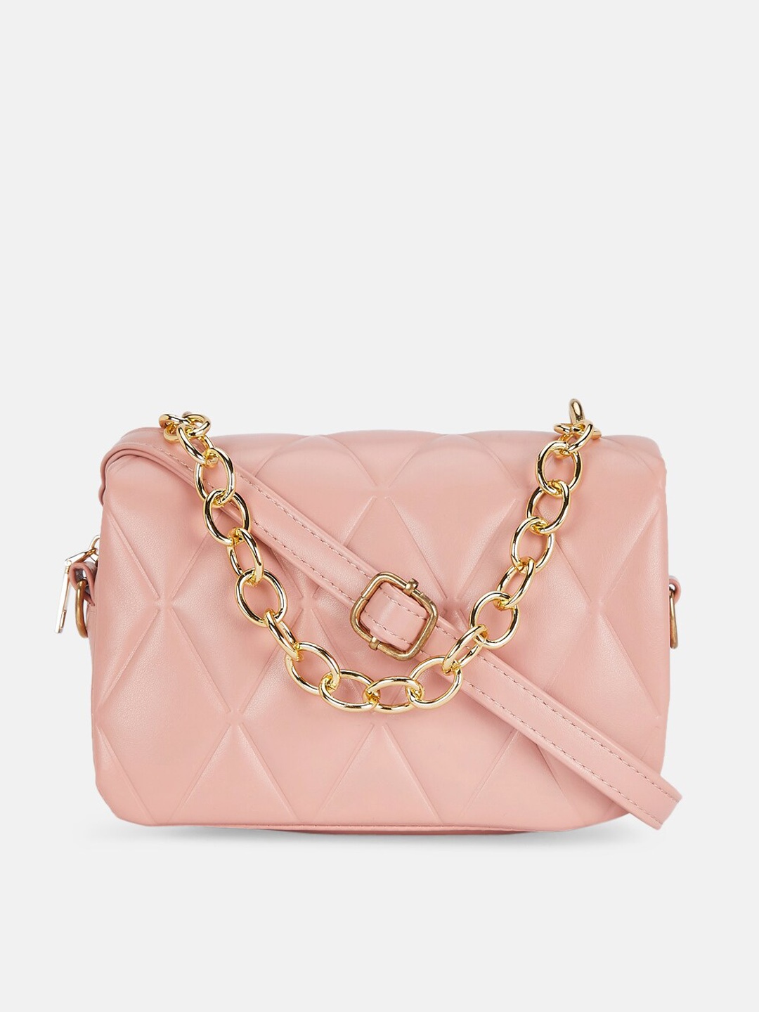 

Forever Glam by Pantaloons Women Pink Geometric PU Structured Sling Bag with Quilted