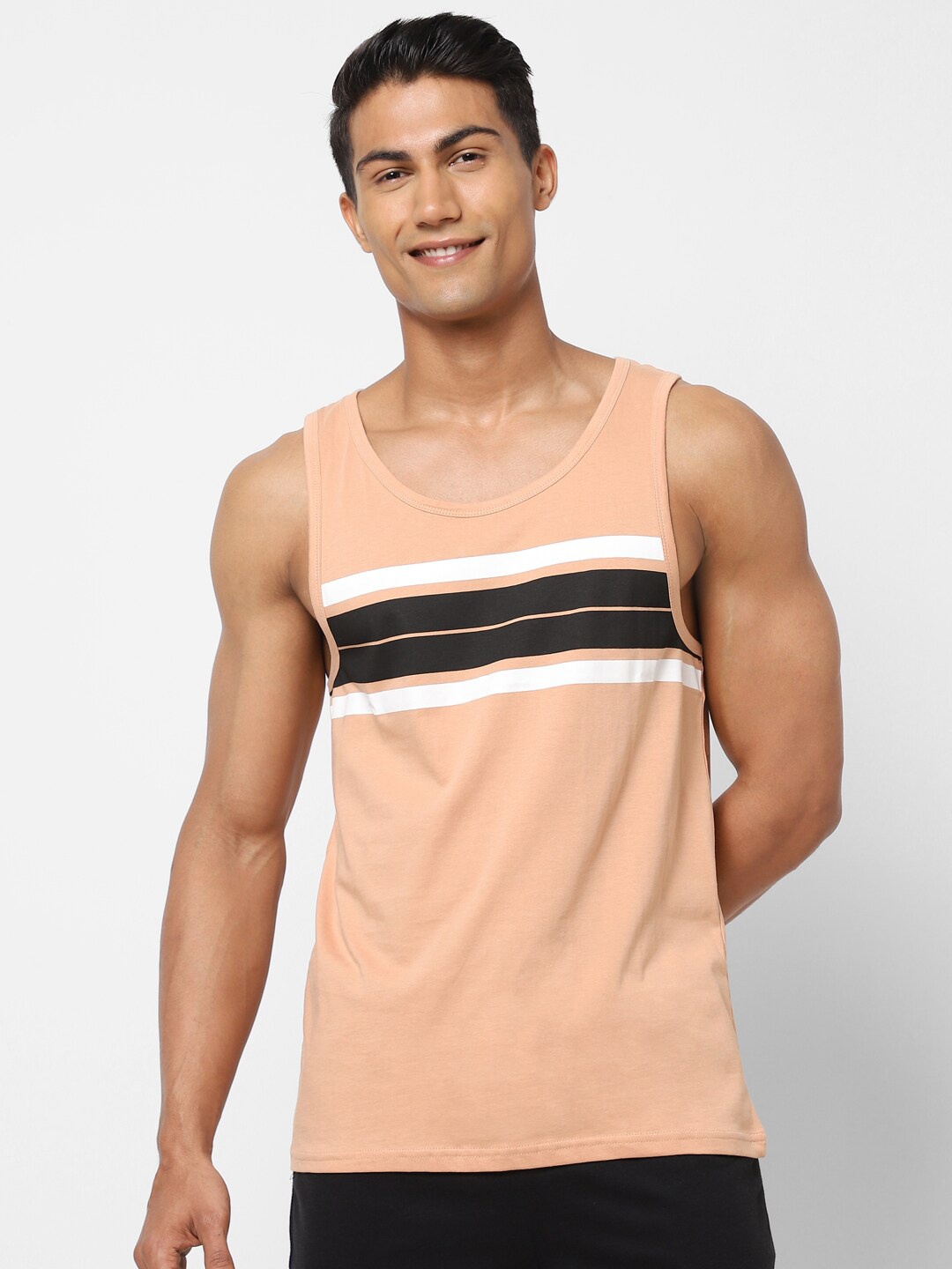 

Ajile by Pantaloons Men Peach-Coloured Solid Innerwear Vests