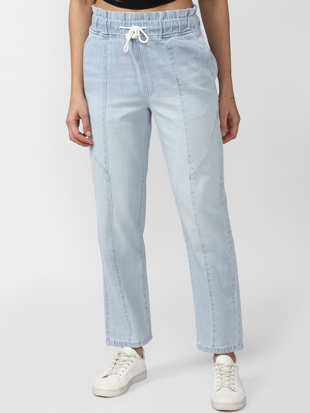 

Forever 21 Women Mid Waist Straight Fit Regular Length Jeans, Blue