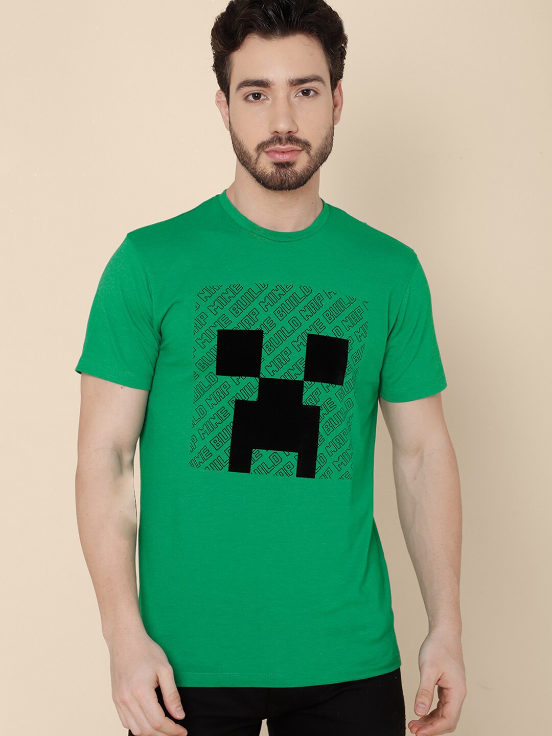 

Free Authority Men Green Minecraft Print T-shirt