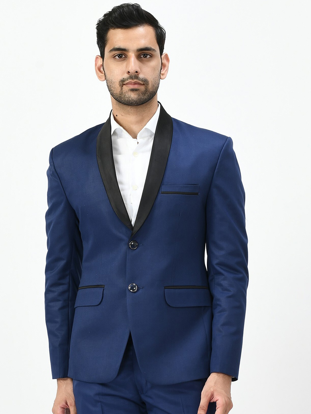 

TrulyFeb Men Blue Solid Slim-Fit Single Breasted Blazer