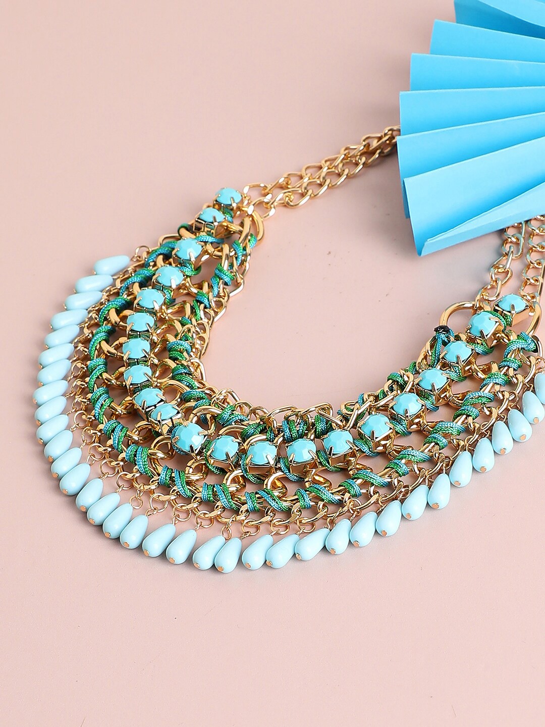 

SOHI Gold-Toned & Blue Gold-Plated Necklace