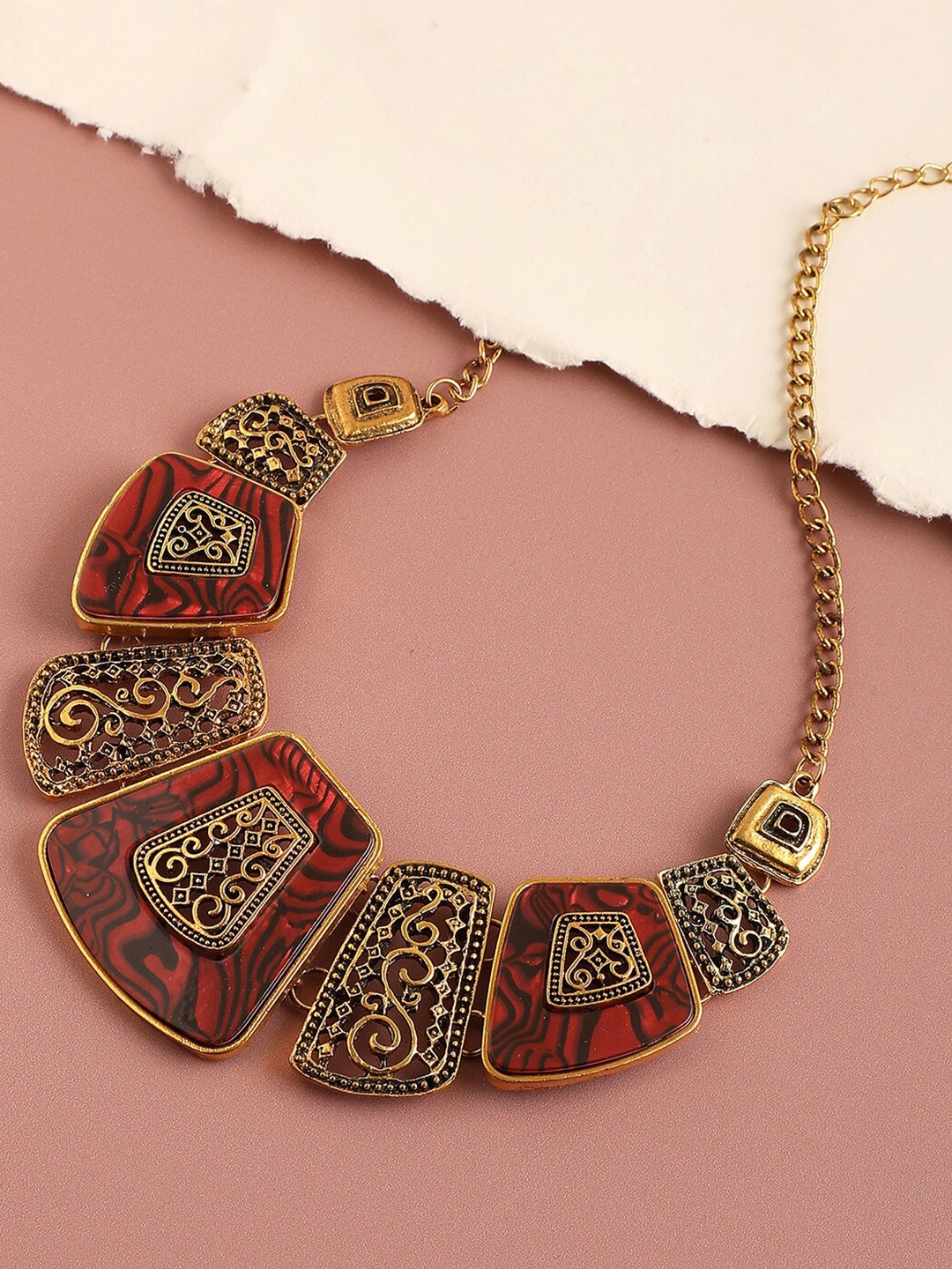 

SOHI Gold-Toned & Red Gold-Plated Necklace