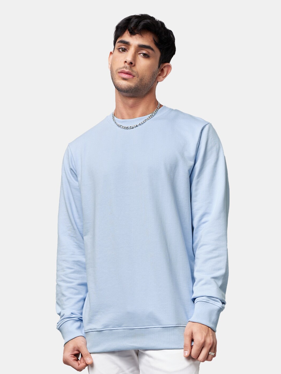 

The Souled Store Men Pure Cotton Solid Sweatshirt, Blue