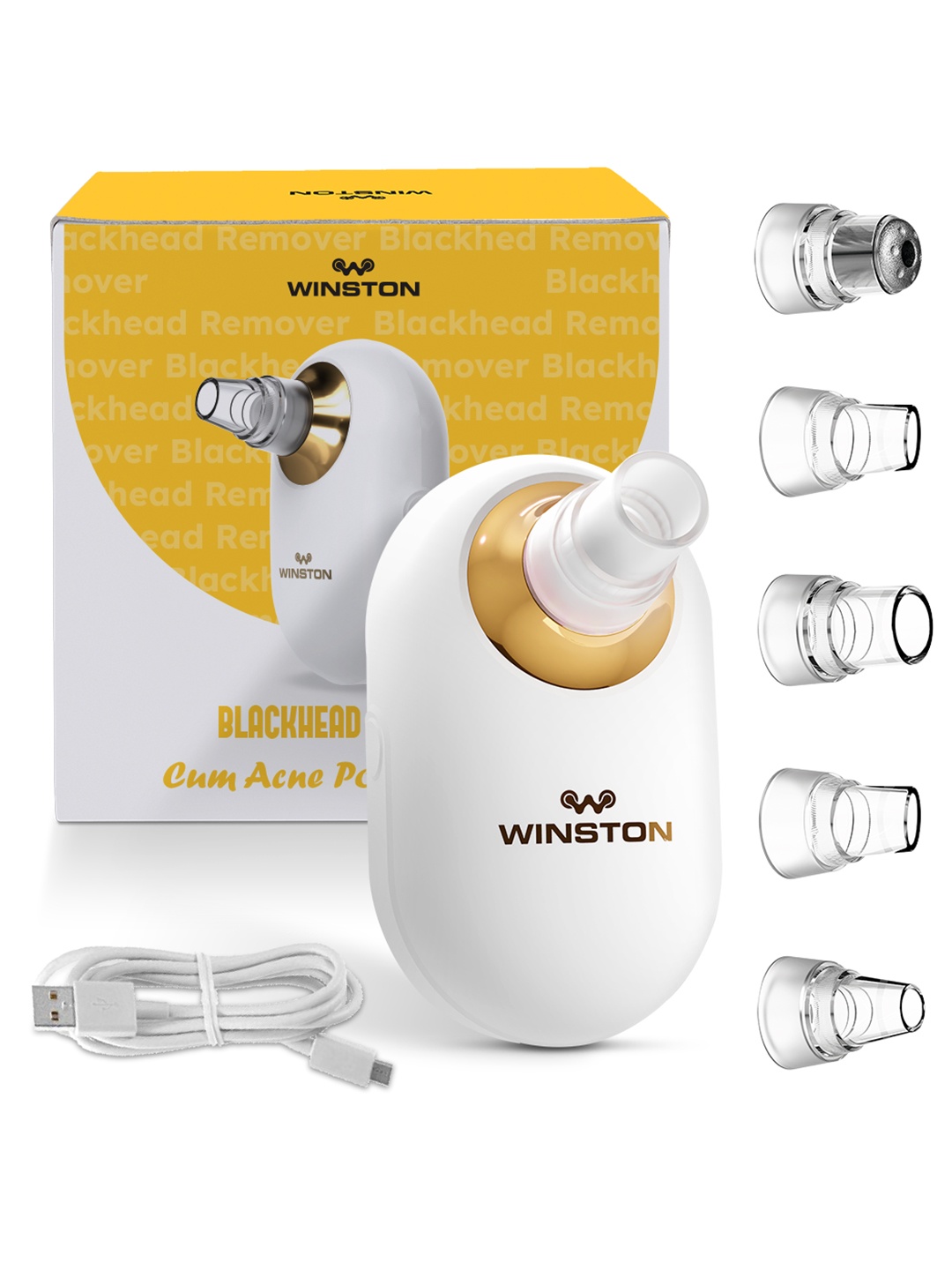 

WINSTON Rechargeable Vacuum Acne Pore Cleanser Whitehead & Blackhead Remover, White