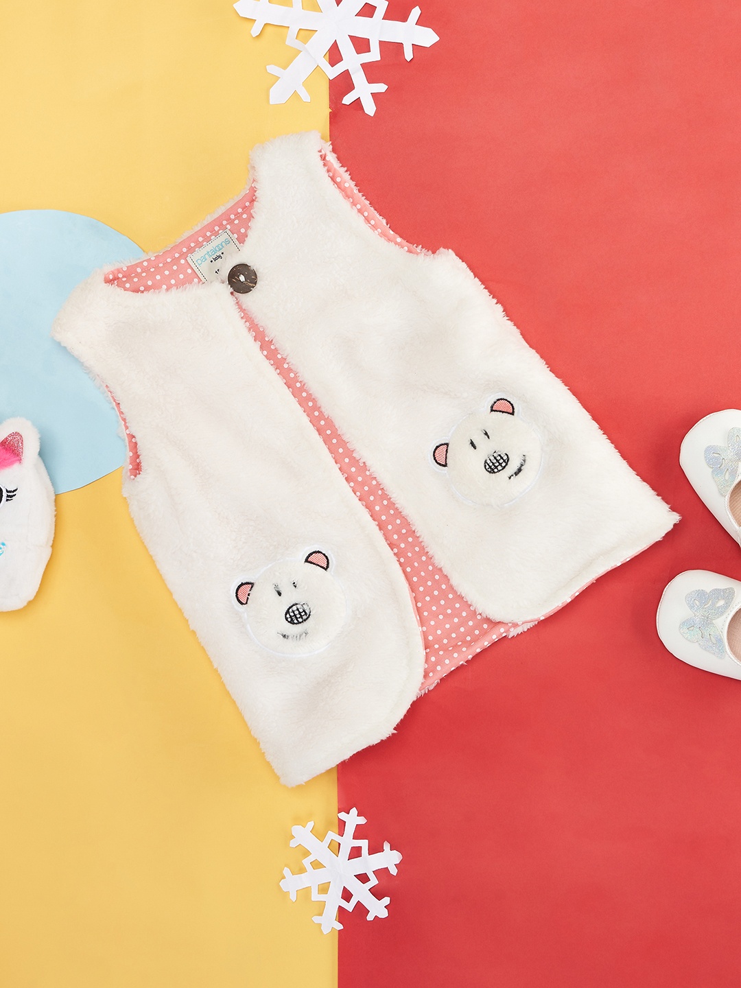 

Pantaloons Baby Girls White Tailored Jacket with Patchwork